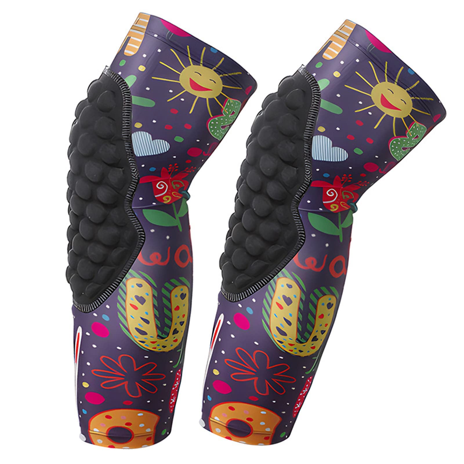 Topeter Basketball Knee Sleeves Boys Compression Padded Knee Protection Sleeves 1 Pair for Youth Kids Ski Skate Snowboard Yellow YS