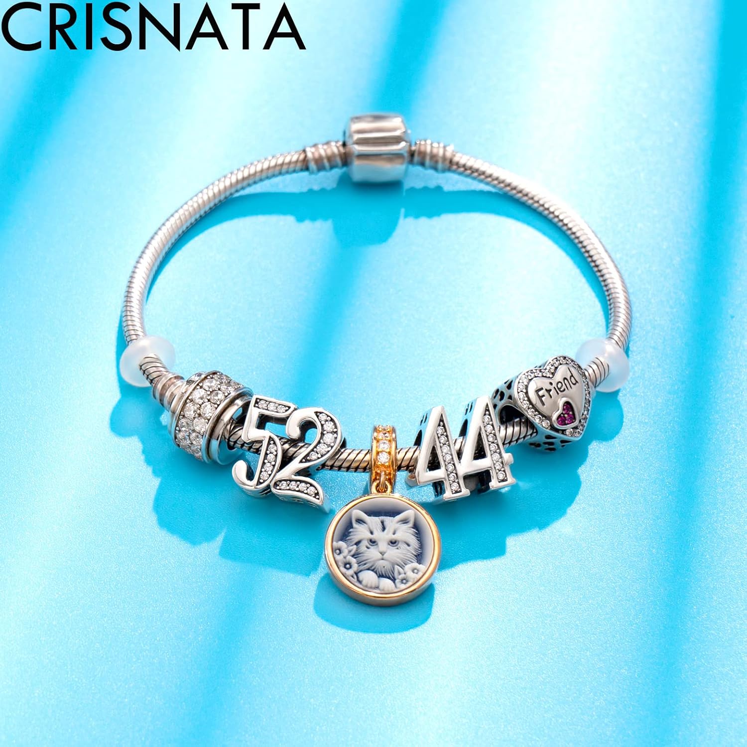 5,10 to 50,52,55,56,60,65,70,75,80 Birthday Charms fit European Anniversary Bracelets, 925 Sterling Silver Number Charms with Clear CZ Stones, Gifts for Family/Lover/Friends - Image 5