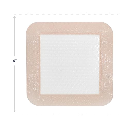 Miniatura 2 de Rencura - Apósito de espuma con bordes de silicona de 4 x 4 pulgadas, vendaje adhesivo suave con borde seguro para el cuidado de heridas, protege la