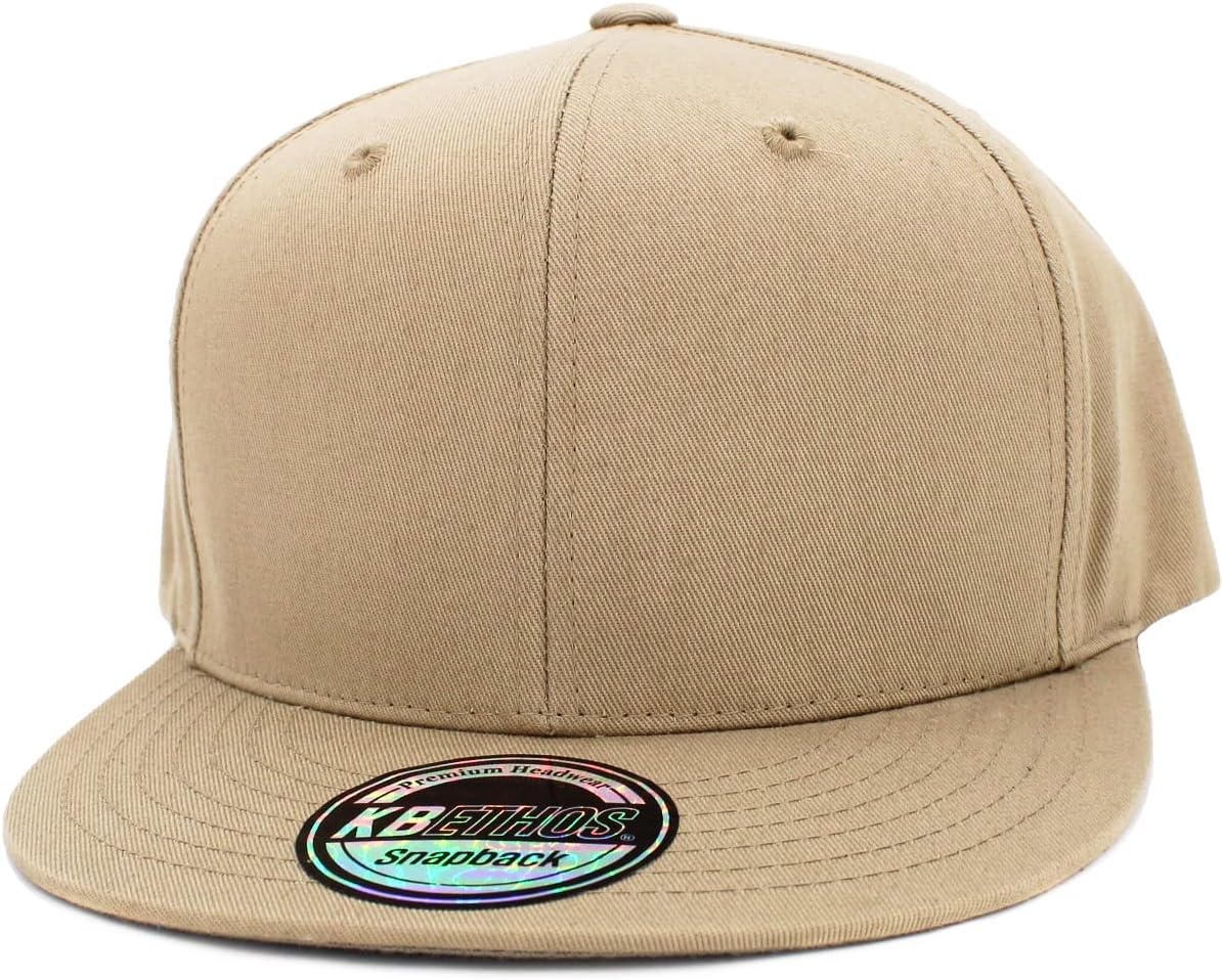 KBETHOS Classic Snapback Hat Blank Cap Underbrim Cotton Wool Blend Flat Visor Adjustable Unisex