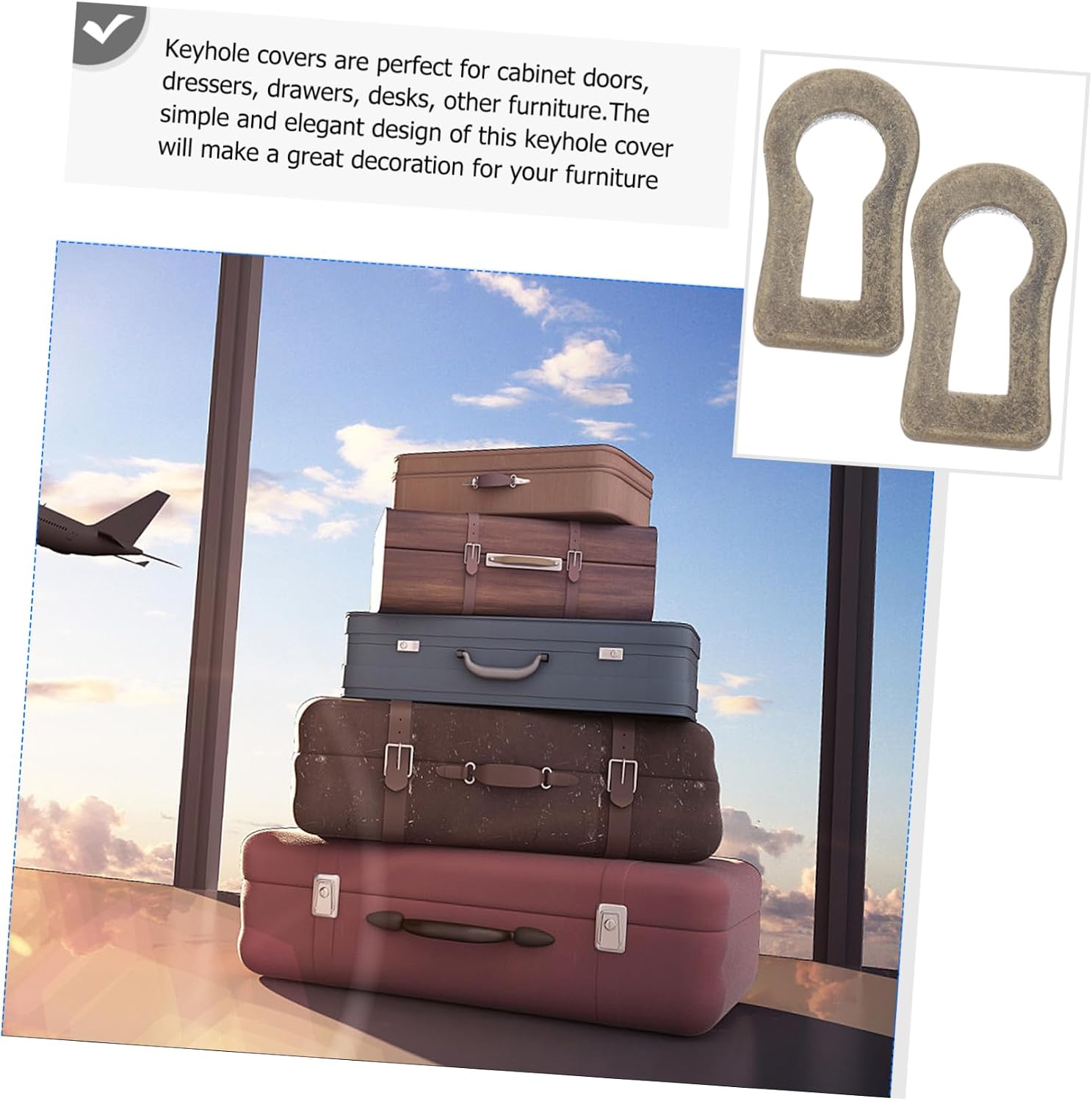 Outanaya 10pcs Keyhole Covers Decorative Escutcheon Plate Furniture Hardware for Cabinet