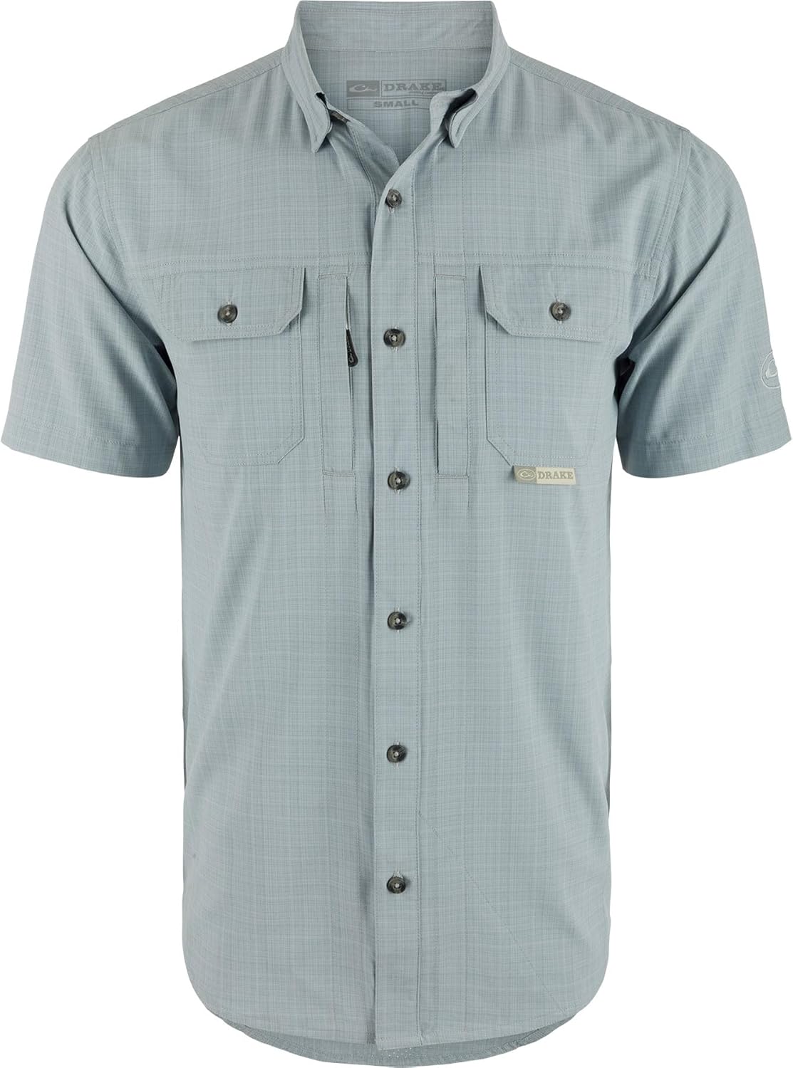 Drake Waterfowl Men's Wingshooter Cross Hatch DS2625 Breathable Lightweight Naturally Wicking Buttoned Short-Sleeved Shirt