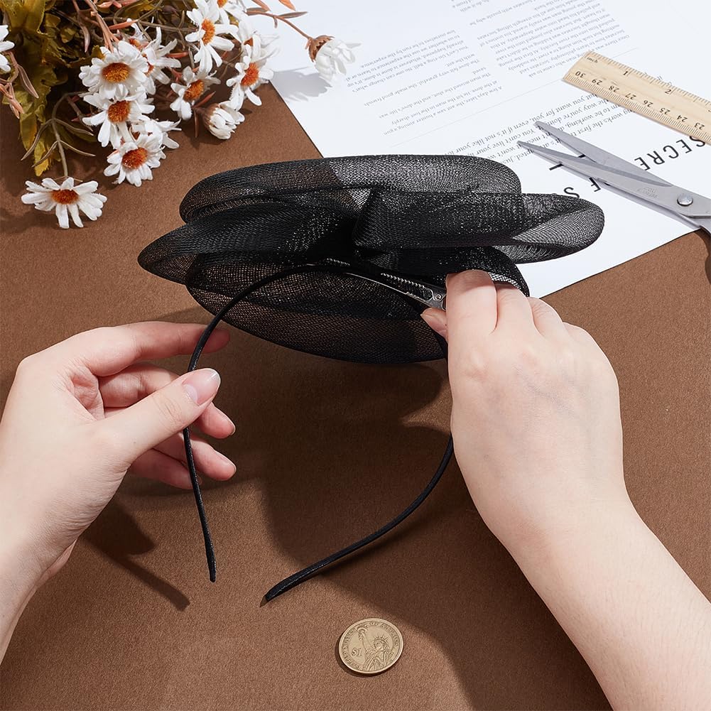 NBEADS 1 Set Fascinators Hats for Women, Fascinators Flower Mesh Organza Hat with Headband and Clip Tea Party Headwear - Image 3