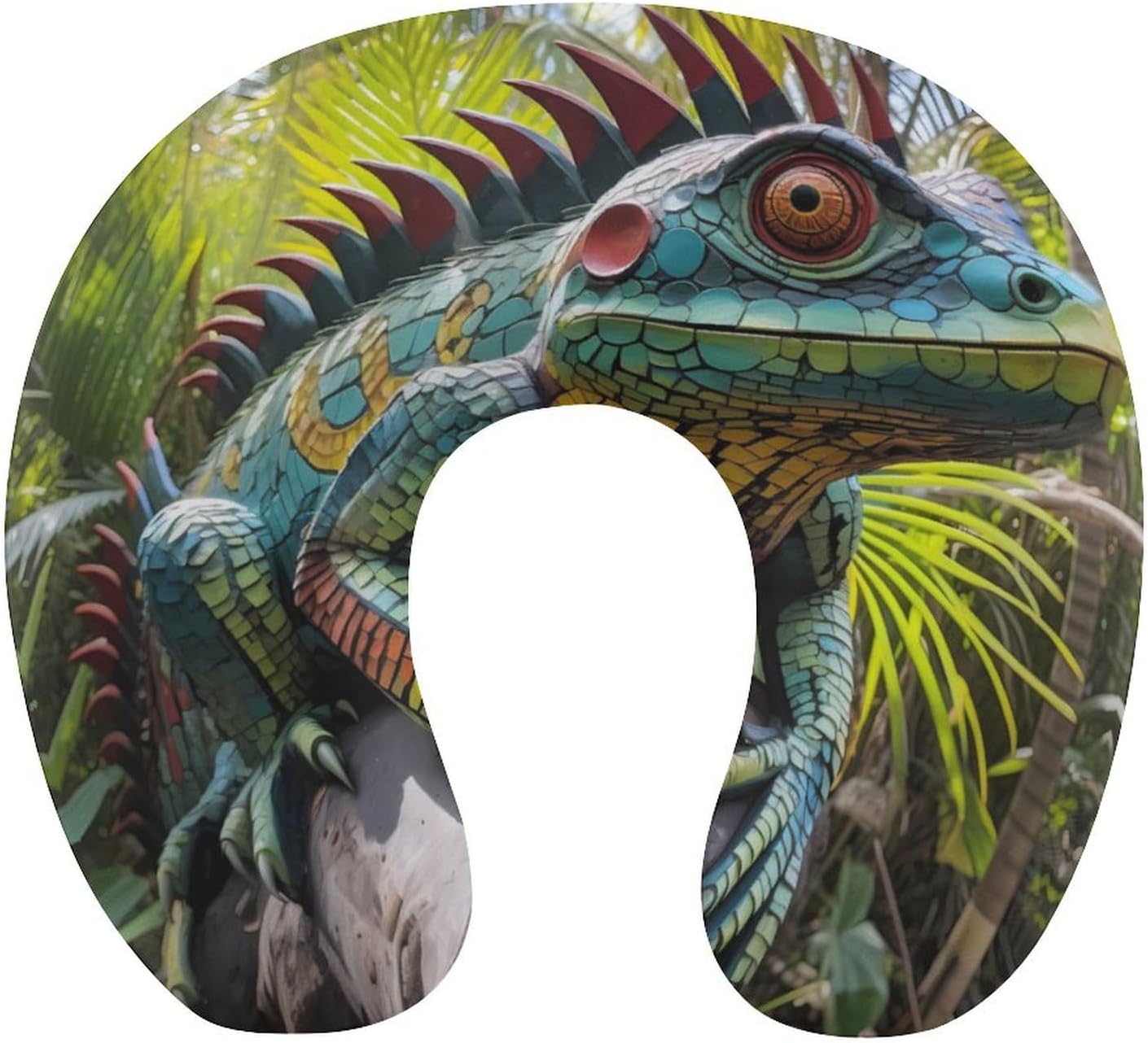 Funny Animal Lizard U Shaped Neck Pillow Portable Travel Airplane Headrest Pillow Lightweight Support Pillow Cushion