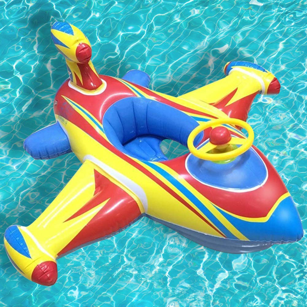 Baby Pool Float Swimming Float Boat with Steering Wheel Horn for Kids Toddlers Age 1-4 Boys Girls Inflatable Ride-ons Summer Pool Swim Ring Beach Supplies