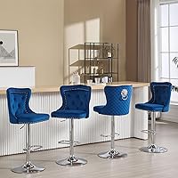 Vista 15 de Juego de 2 taburetes de bar negros y dorados, taburetes de bar de terciopelo con respaldo de ala alta, modernas sillas de bar tapizadas, taburete