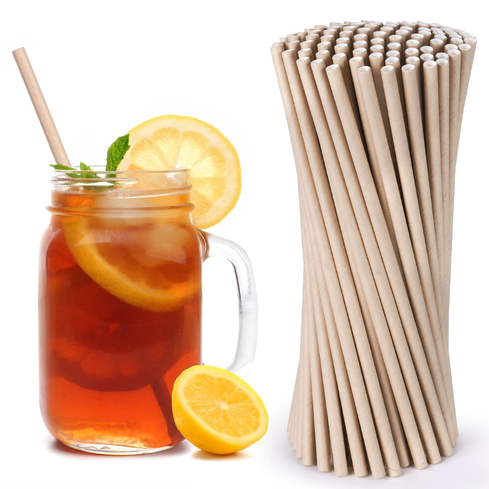 Vicloon 100pcs Cannucce di Carta Kraft Biodegradabili - Ecologiche per Compleanno, Matrimoni, Natale, Docce Bambino, Celebrazioni e Feste