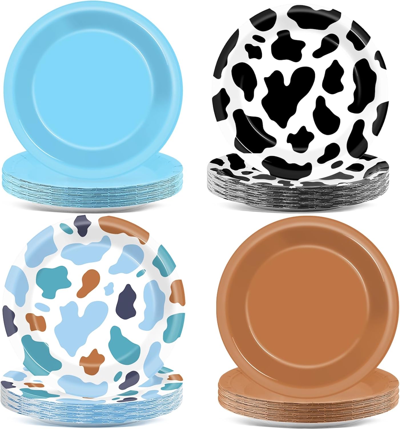 CHUNNIN 48Pcs Western Cowboy Party Paper Plates Cow Print