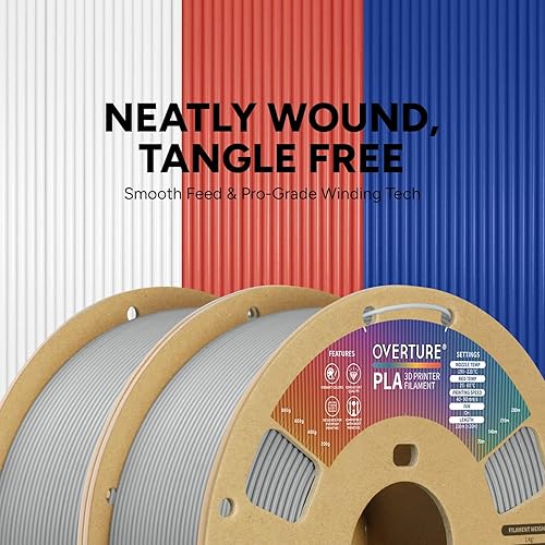 Vista 77 de Overture - Filamento PLA de impresión 3D para la mayoría de FDM en 1.75 milímetros, en bobina de 1 kilogramo de 200 x 200 milímetros y de precisión