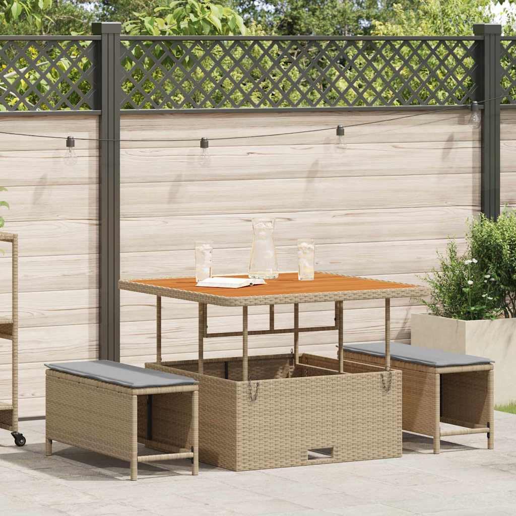 Ensemble de salle à manger pour jardin en polyrotin beige 29.5 KG Solivagant