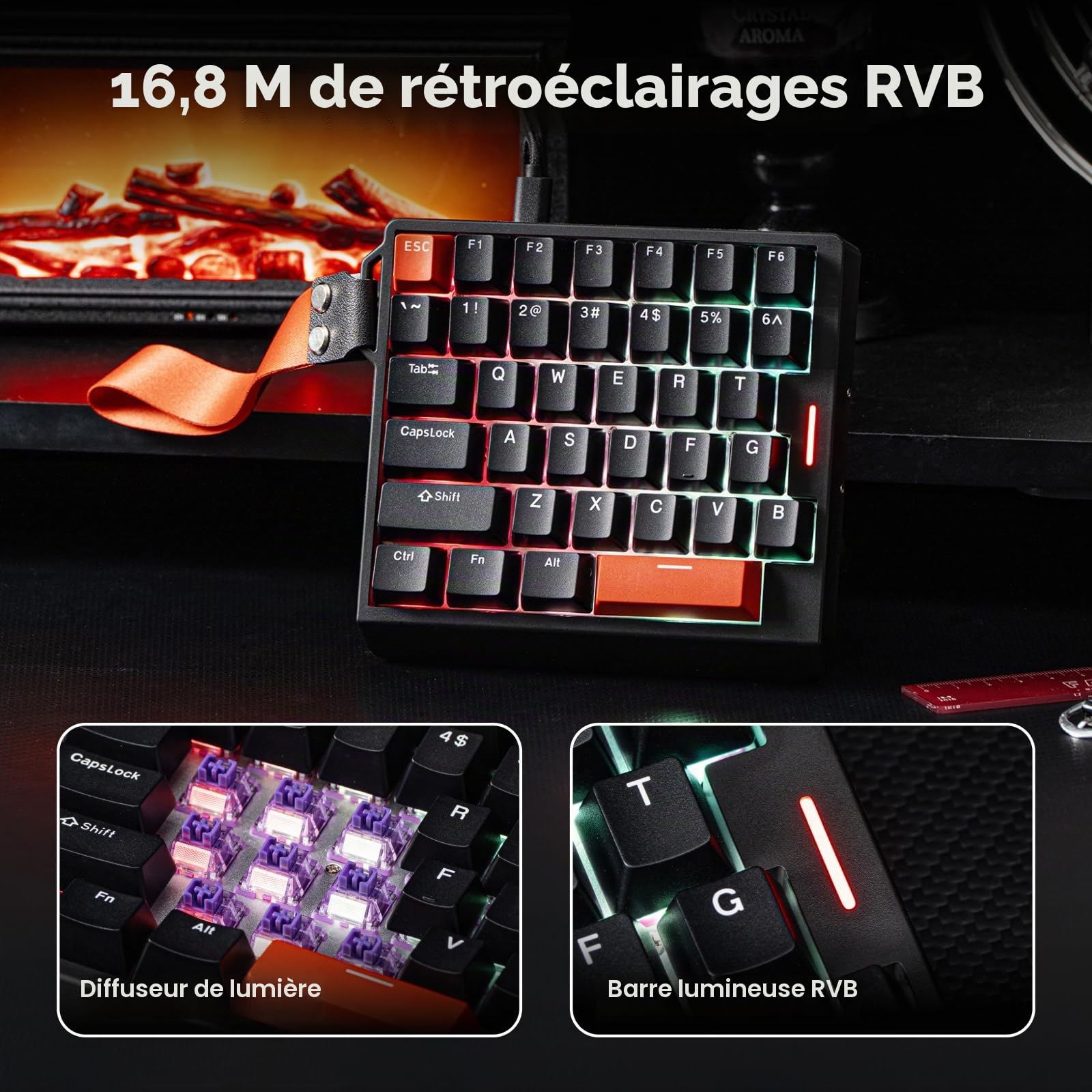 EPOMAKER HE30 Clavier à Effet Hall à Une Main, Interrogation 8K&0,125ms