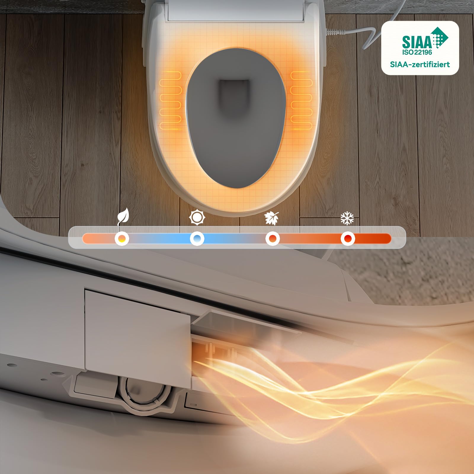 HOROW Elektrischer Bidet Sitz mit Seitentasten Dusch WC Aufsatz 50,5×37,5cm | Beheizter Bidet Sitz mit Selbstreinigende Düse, Frauenfreundlich, Desodorierung, Durchlauferhitzer, Hohe Kompatibilität