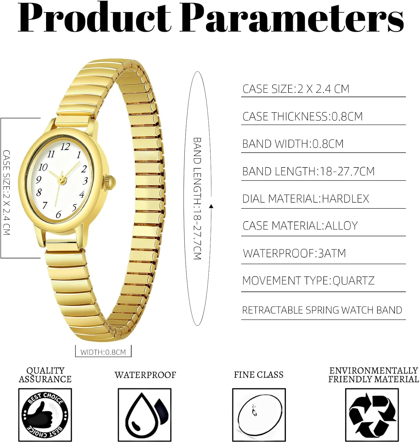 Small Gold Watches for Women Stainless Steel Expansion Band,Analog Womens Watch with Daily Waterproof - Image 6