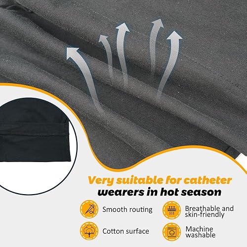 Miniatura 3 de Pantalones con bolsa de orina para ancianos, hombres y mujeres, pantalones para el cuidado de la incontinencia, pantalones con 2 bolsillos Negro