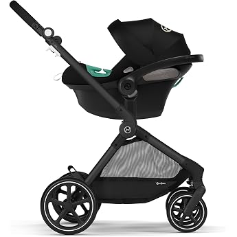 CYBEX Gold EOS 2-in-1 Pushchair with Aton B2 i-Size Baby Seat and Baby Seat Adapter Travel System from Birth to 22 kg approx. 4 Years Moon Black Black
