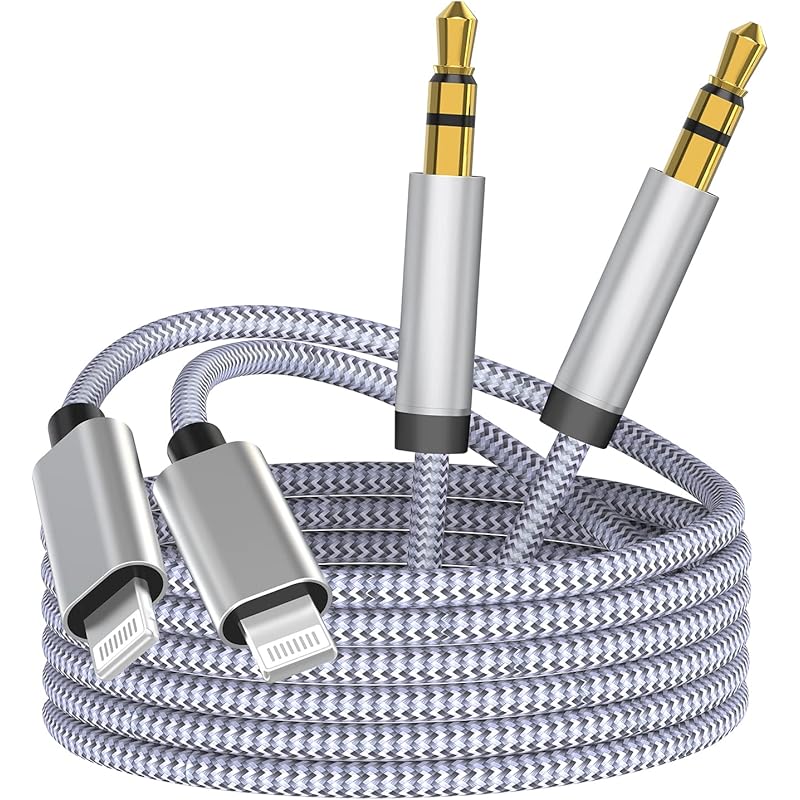 Aux Cord for iPhone, 2Pack Apple MFi Certified iPhone Aux Cord for Car
