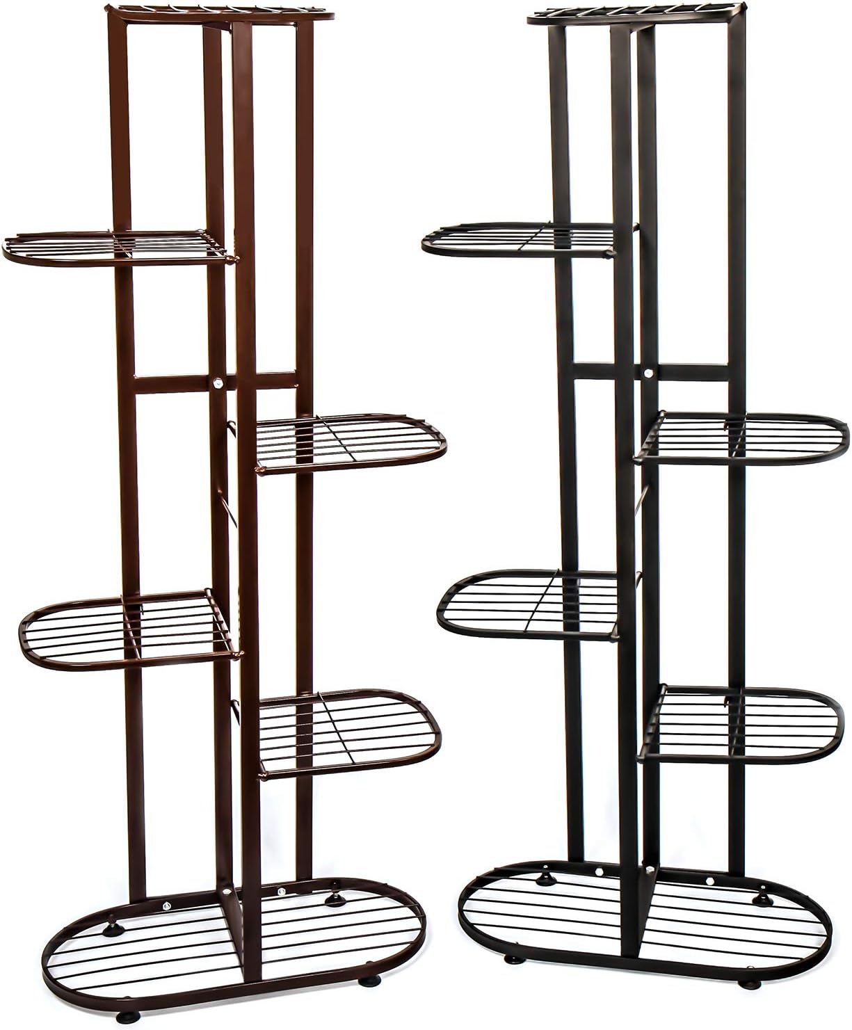 Moutik Metal Flower Plant Stand:Black 6 Tier 7 Potted Plant Rack Living Room Multiple Garden Pot Corner Holder Shelf Planter Display Shelving Unit for Indoor Outdoor
