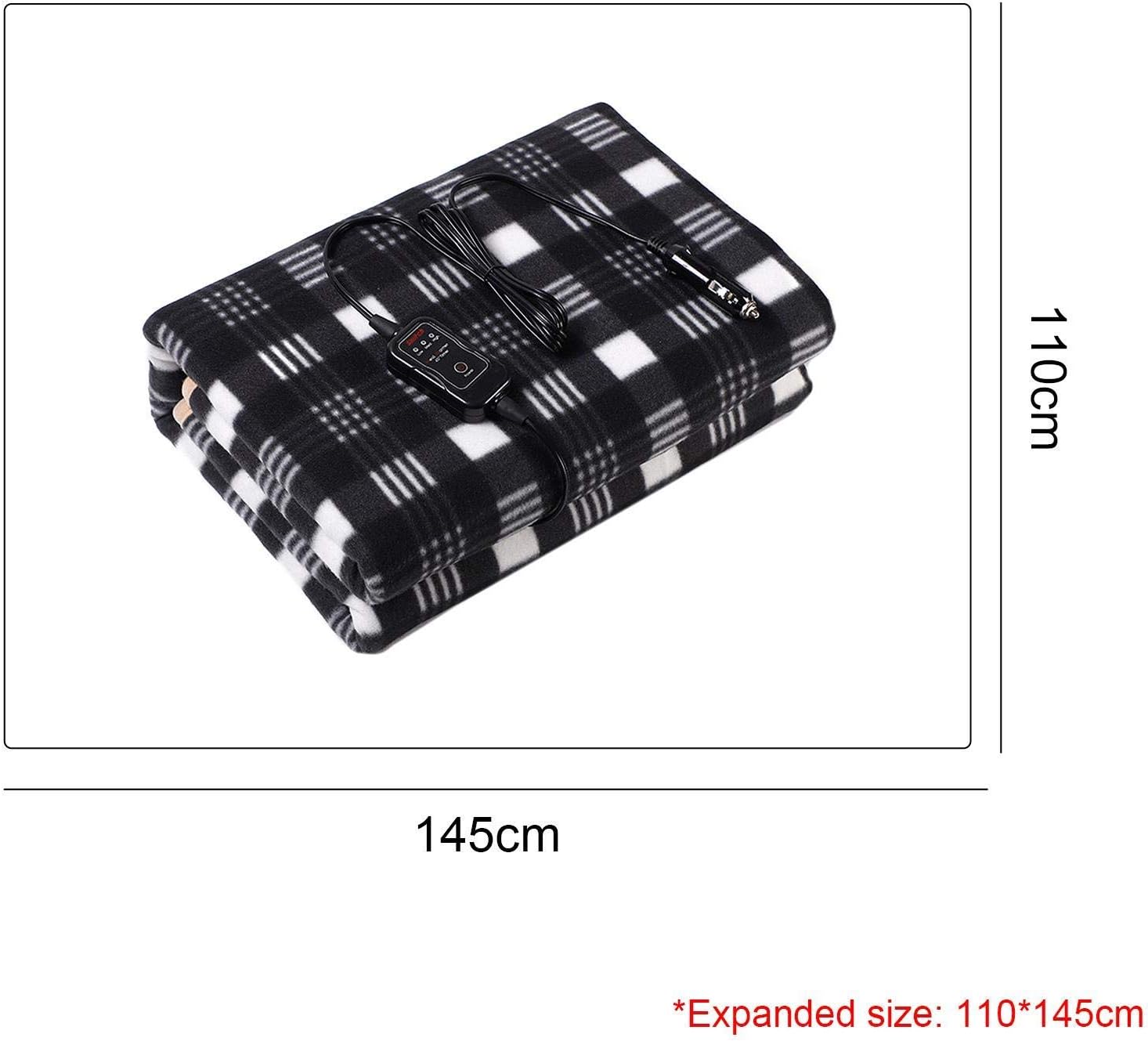 Electric Car Blanket,12V Polar Fleece Blanket Heated Blanket for Car Trucks Winter Cold Weather Heated Car Blanket, 110X145cm