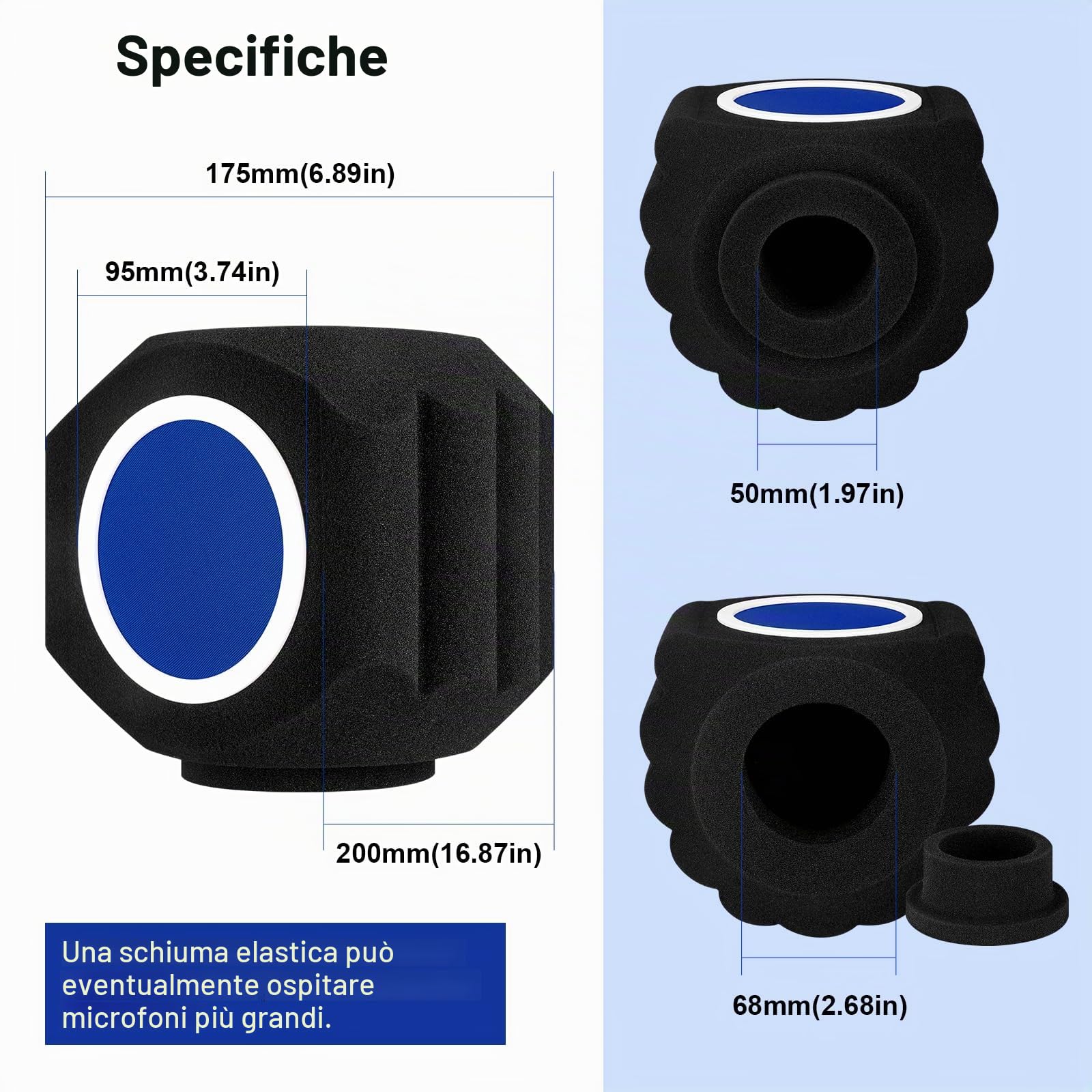 GDPONRM - Filtro anti-pop per microfono con schermo anti-vento, isolamento acustico per microfoni da studio, schiuma fonoassorbente con design a sigillo a cinque lati per ridurre efficacemente rumore