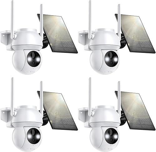 Cámara de seguridad solar inalámbrica para exteriores, sistema de cámara de seguridad para el hogar con visión nocturna a color 2K HD con visión de
