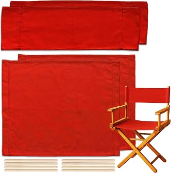 STAY GENT 18L X 15W 2 Set Directors Chair Replacement Canvas for 18 Director Chairs, Replacement Cover Canvas Seat and 19.7L X 6.3W Back Covers Kit for Director Chairs Movie Chair, Red