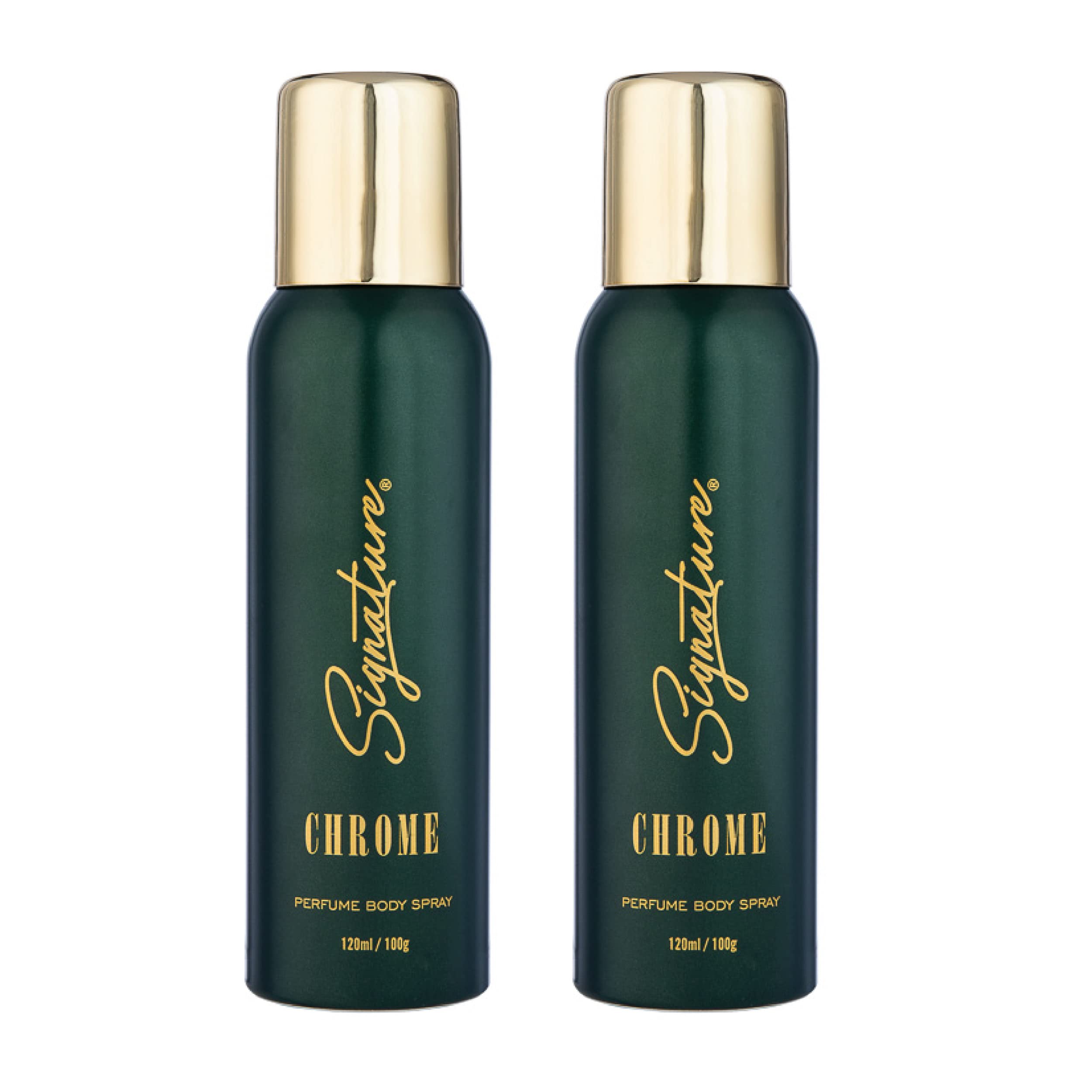 Signature Chrome Deodorant Aromatic Spicy Long Lasting Fragrance for Men and Women, Unisex Combo Pack of 2 (120 ml x 2)-image-9
