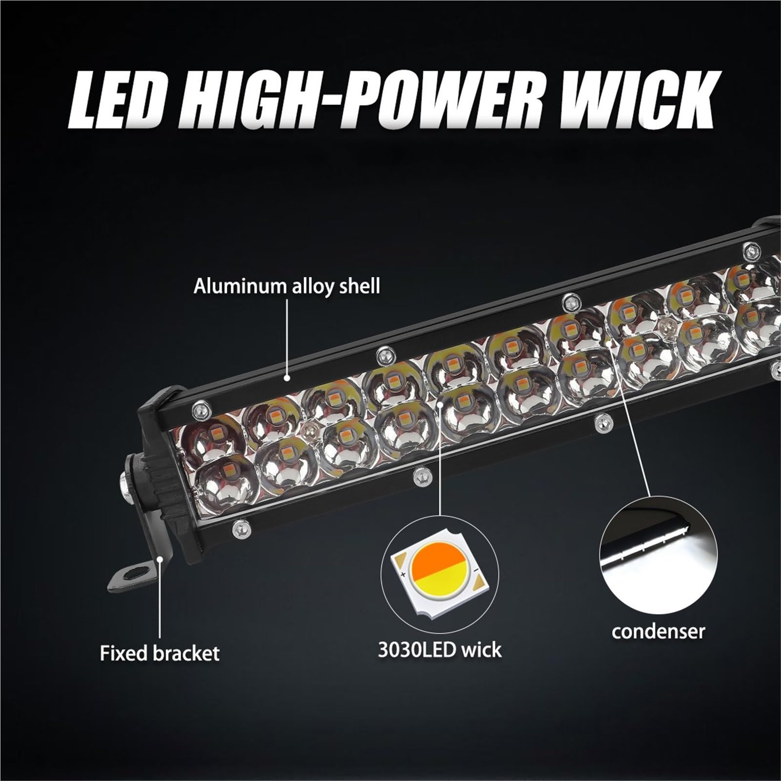 LED Fendinebbia Barra Luminosa LED Faro Barra Luminosa LED 60 W Con Kit Interruttore Per La Maggior Parte Dei Manubri 7/8" Giallo Bianco Faro Moto