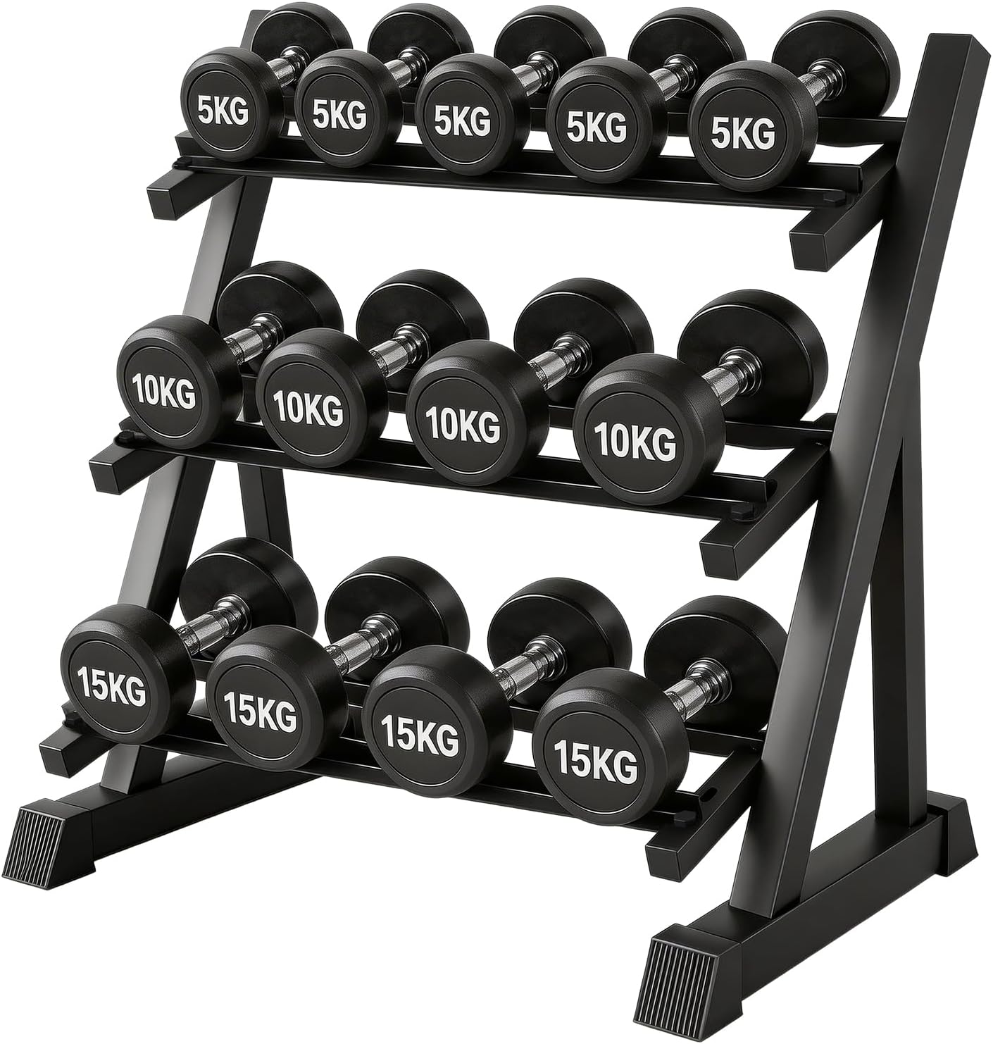 Dumbbell Rack 3-Tier Adjustable Dumbbell Rack Suitable for Dumbbells, Kettlebells, and Other Compact Weights Space-Saving Dumbbell Storage Rack - 1000LBS Capacity