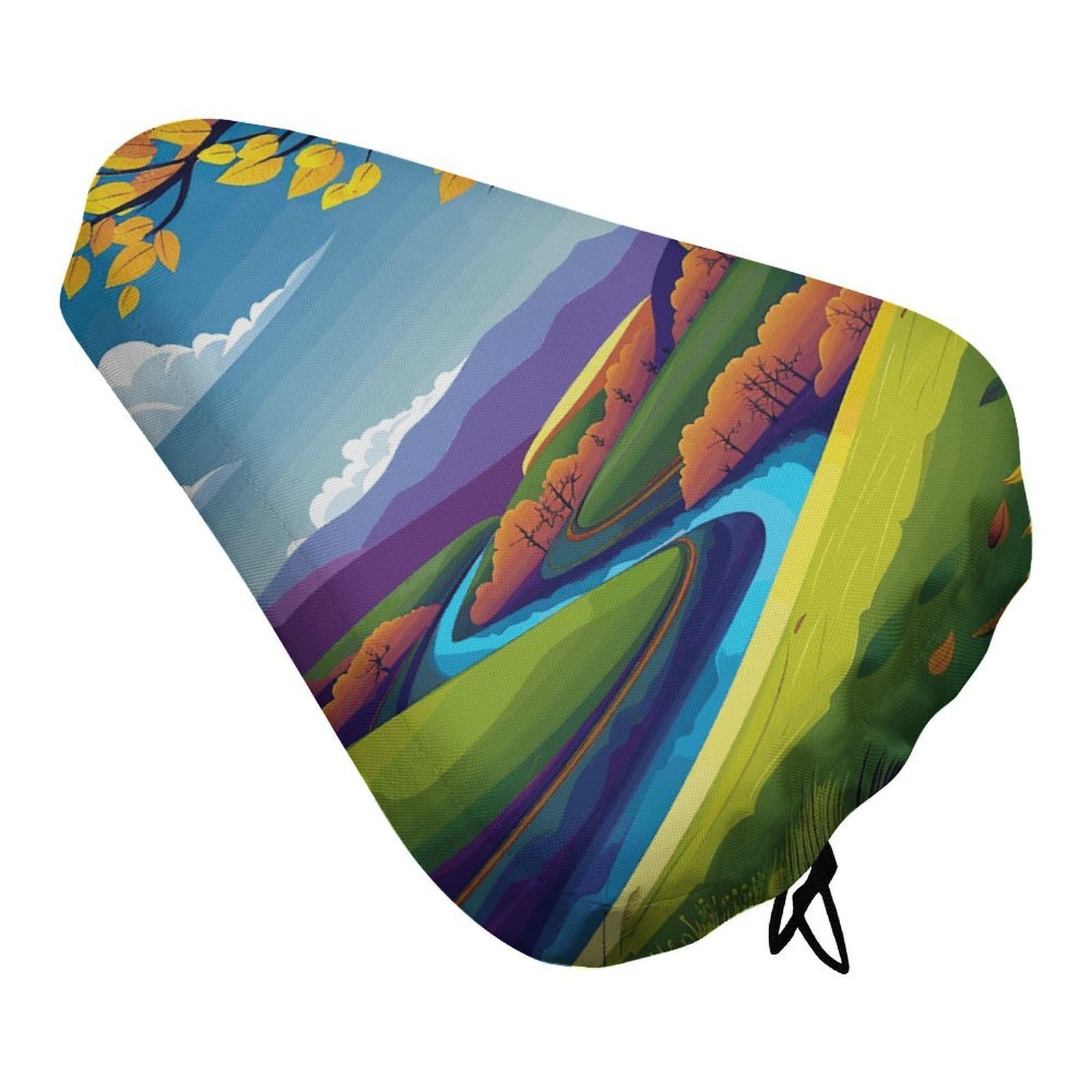 Trees And Mountains Bike Seat Cover Waterproof Bicycle Seat Cover Rainproof Bike Saddle Cushion Covers Protector with Drawstring Washable Bike Saddle Cover for Women Men City/Mountain