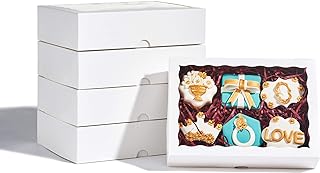 JCXGRVC 48PCS 10 x 7 x 2.5 inches Premium White Bakery Boxes for Cookies, Strawberries Boxes with Clear Window, Paper Gift Box