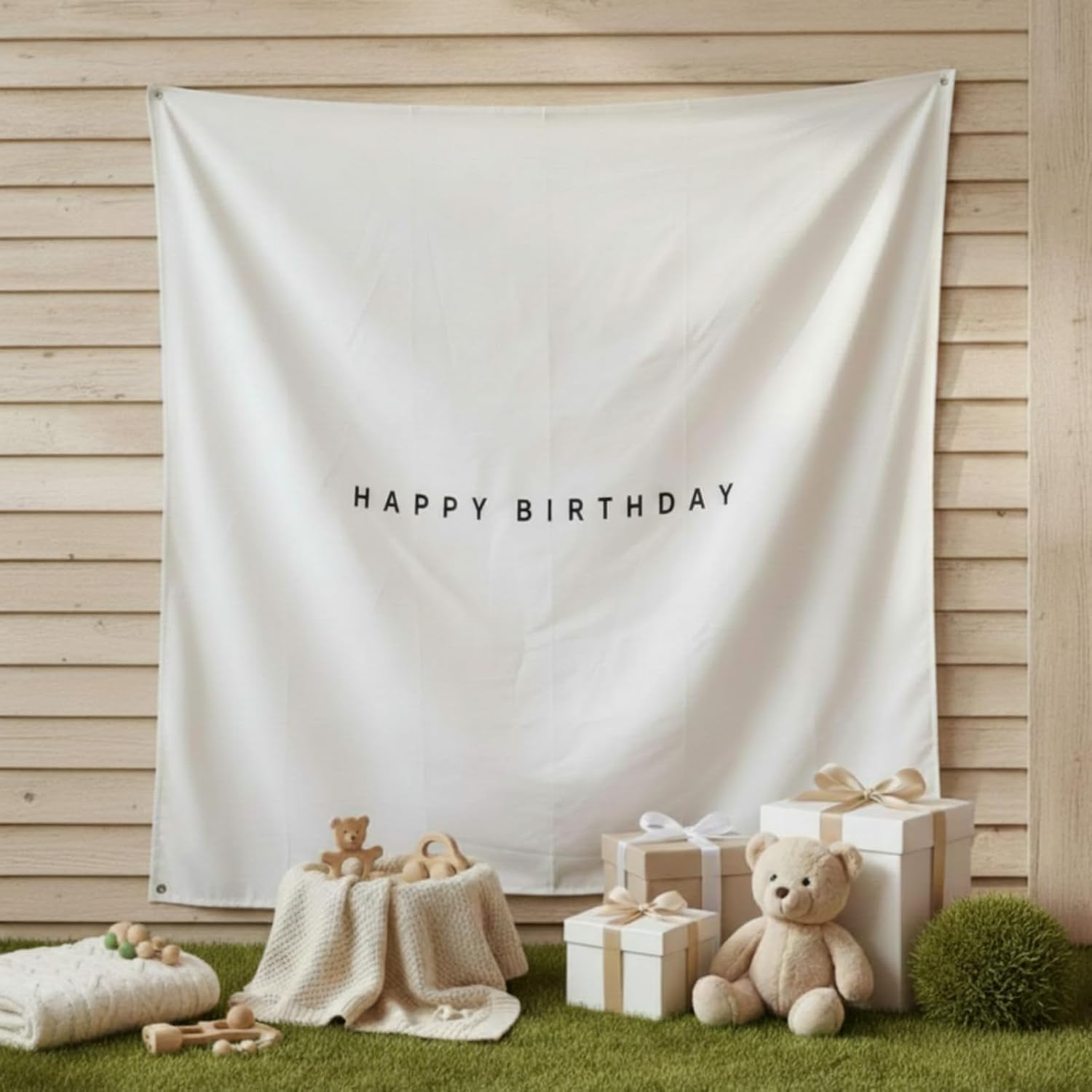 Moukeren Happy Birthday Door Banner Door Cover Backdrop Sign Birthday Wall Decor Background Party Supplies for Outdoor Indoor Porch Bday Party Photo Props (Boho,5 x 5 ft)