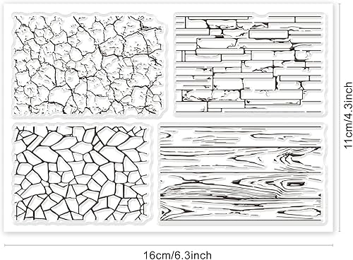 Miniatura 2 de GLOBLELAND Textura de fondo de silicona transparente Sellos de fondo de la pared Sellos transparentes para hacer tarjetas DIY álbum de recortes