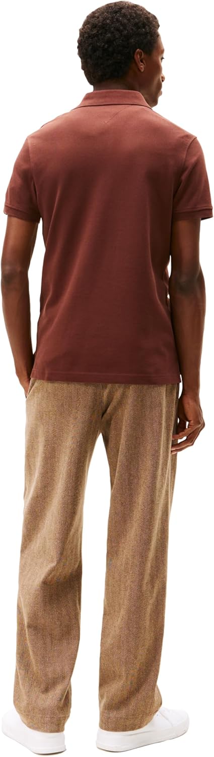 Tommy Hilfiger Men's Short Sleeve Polo Shirts in Slim Fit with Stretch and Organic Pique Cotton