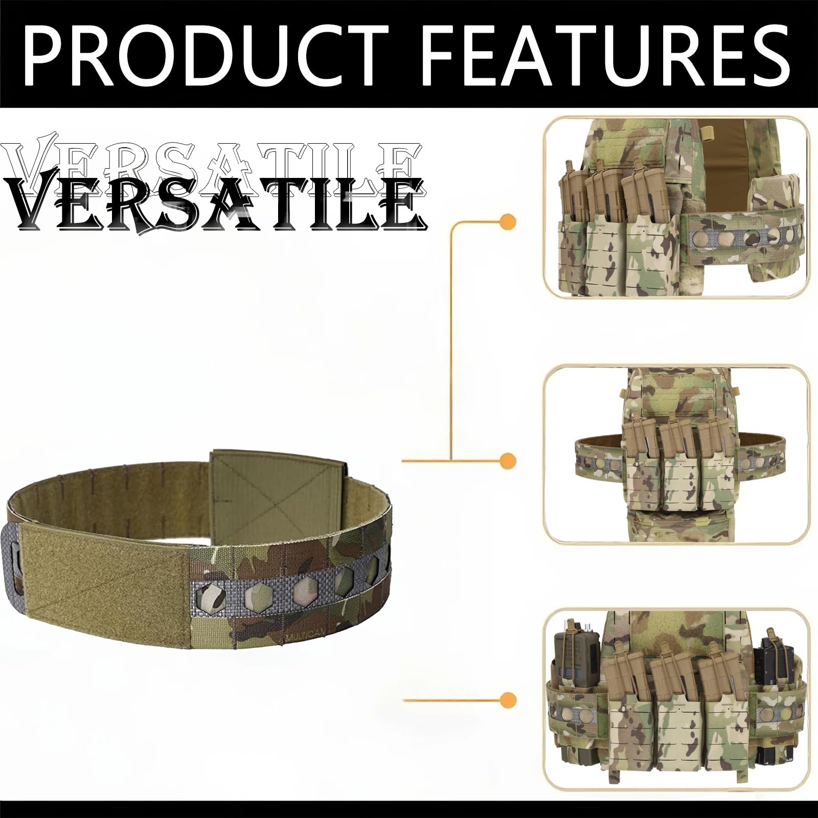ZFFOZZ Cummerbund de Gilet V5, Lanière Élastique Ajustable Compatible Molle avec Accessoires de Jointure Latérale en Nylon