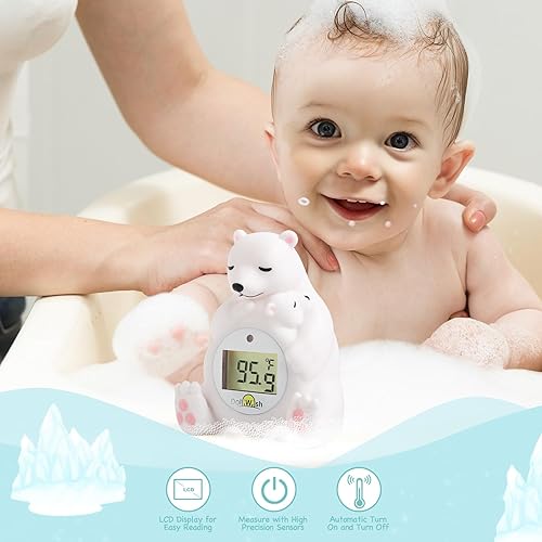 Miniatura 3 de Termómetro de baño para bebés,Lindo oso polar termómetro digital de baño para bebé,Juguete de temperatura de habitación y agua