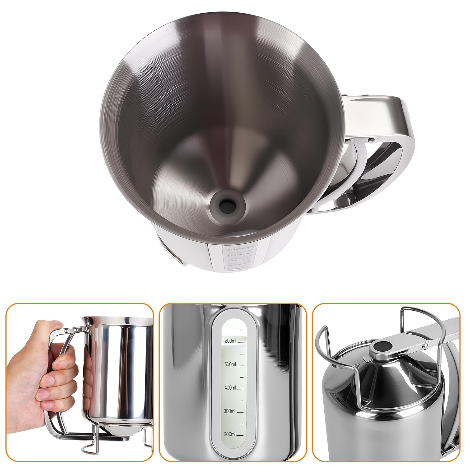 32oz 900ml Stainless Steel Pancake Batter Dispenser with Handle, Scale