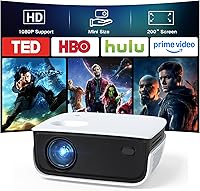NICPOW Mini Projector 1080P Supported Portable Outdoor Movie Projector, 200" Display, HDMI USB Compatible with Phone PS5 TV Stick for Home Gaming