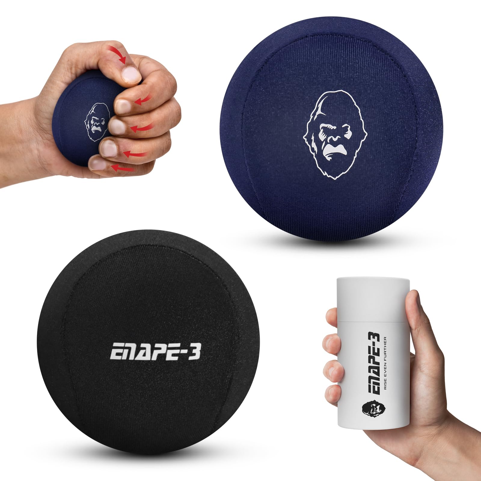 Enape Stress Ball Set of 2 for Adults and Kids  Elegant Box with Minimalist Design  Soft and Medium Hard Balls for Stress Relief and Hand Exercise