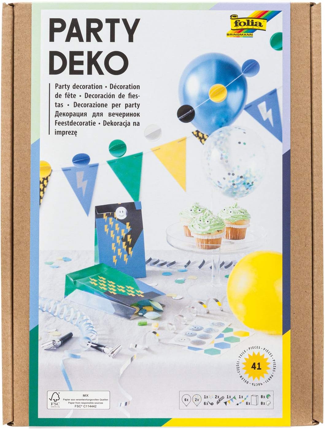 45403 Party Decoration Boys, 41 Pieces, Set with Streamers, Garlands, Balloons and Many Other Decorations, Beautiful Equipment for Birthdays, Festivals and Many Other Occasions