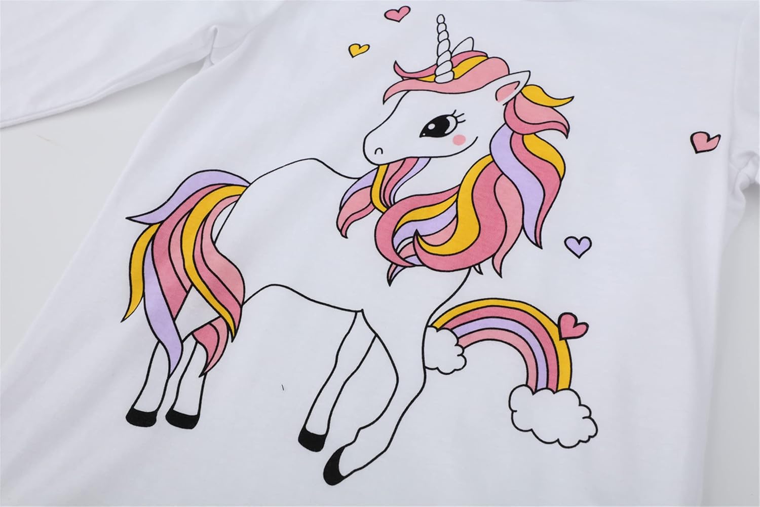 Girl Long Sleeve Shirt Pants Set Cotton Casual Unicorn Ruffled T-Shirt Leggings Playwear Outfits 2 Pieces Clothing Set: Clothing, Shoes & Jewelry