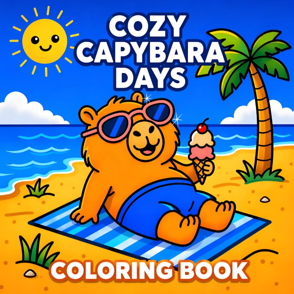 Cozy Capybara Days: Coloring Book for Kids, Teens and Adults. Bold and Easy Designs for Relaxation with Cute Capybaras (Bold & Easy Coloring)