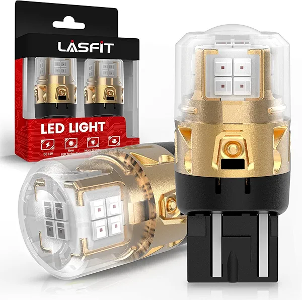 LASFIT L2 7440 7443 LED Bulbs Red Brake Light Bulb Tail Lights, Super Bright T20 7441 7444 W21W Bulb Replacement for Taillights Stop Lights, only for Standard Socket, 2pcs