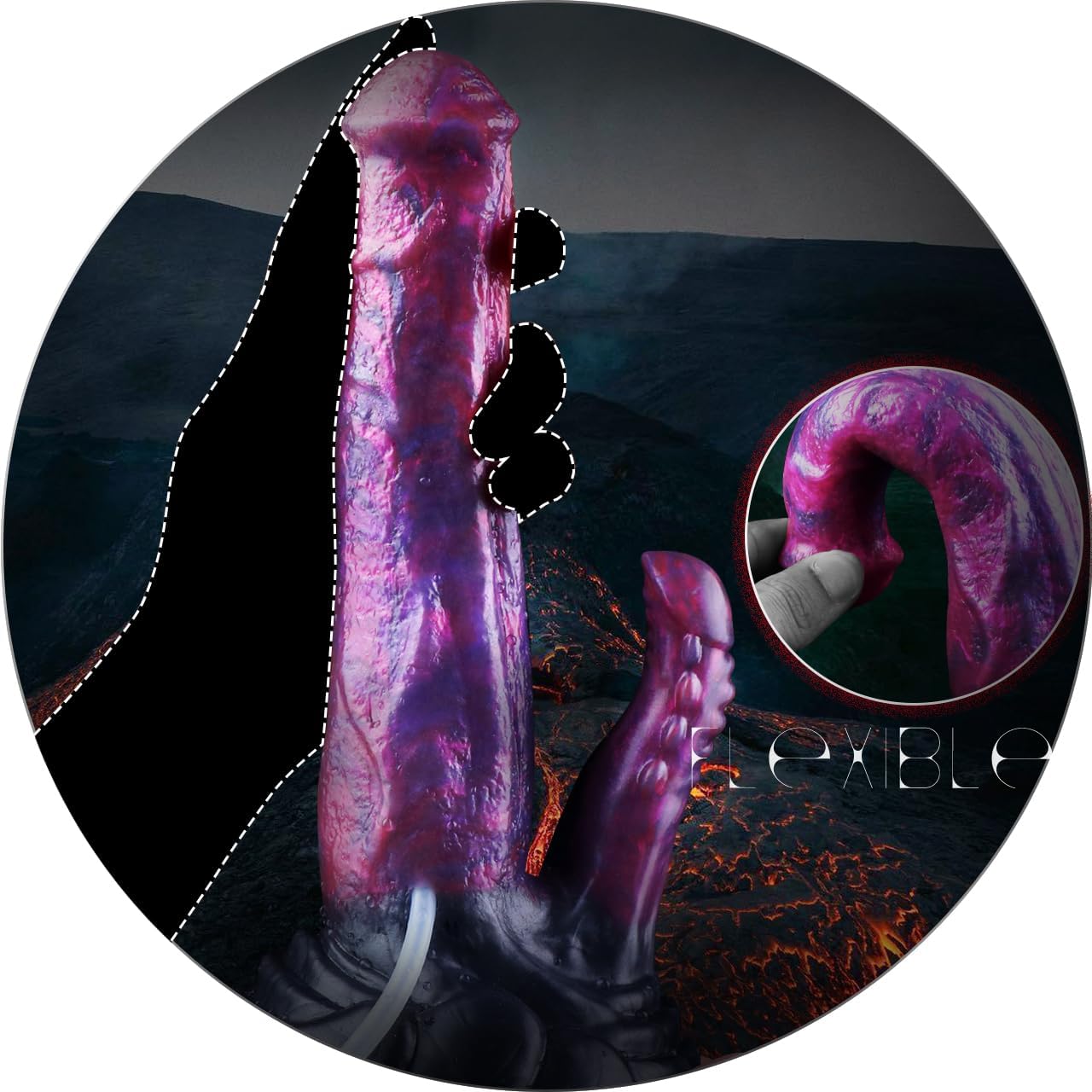 Double Sensation Squirting Dildo, Ejeculation Shaft with Slim Tongue Shape Teaser, for 2 Holes Excitements and Clitoral Massaging, 7.7'' insertable Powfull Suction Cup Dildo
