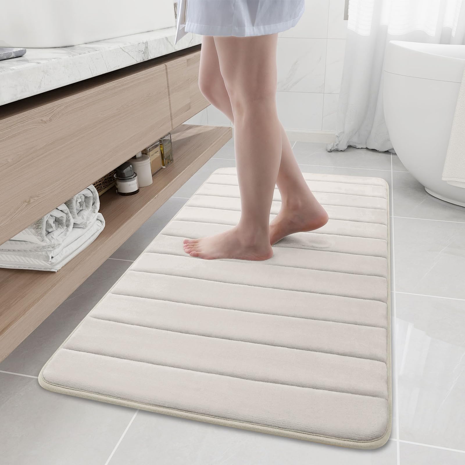 Buganda Memory Foam Bath Mat, 47" x 24", Ultra Soft and Non-Slip Bathroom Rugs, Water Absorbent and Machine Washable Bath Rug Runner for Bathroom,