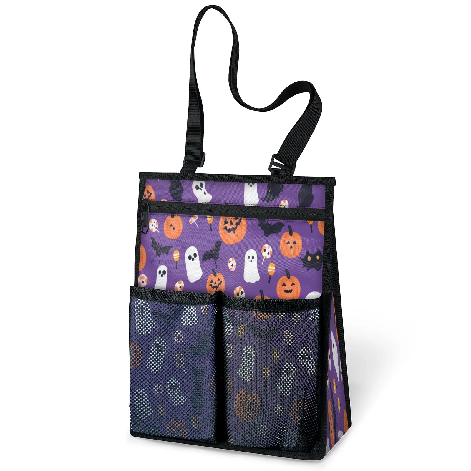 Ourtheme Halloween Ghosts Pumpkins Portable Shower Bag for Travel Gym Camp Beach Tote Shower Caddy Bags Hanging Toiletry