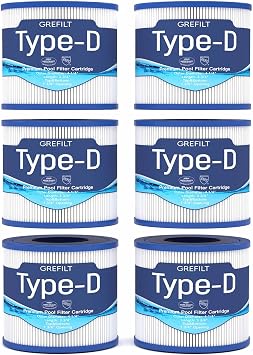 Type D Pool Filter Cartridge, 6-Pack | Replaces Summer Waves RX600 Pool Pump, Summer Escapes, Summer Waves P57100102, P57000104, 3 3/4" x 4 1/4"