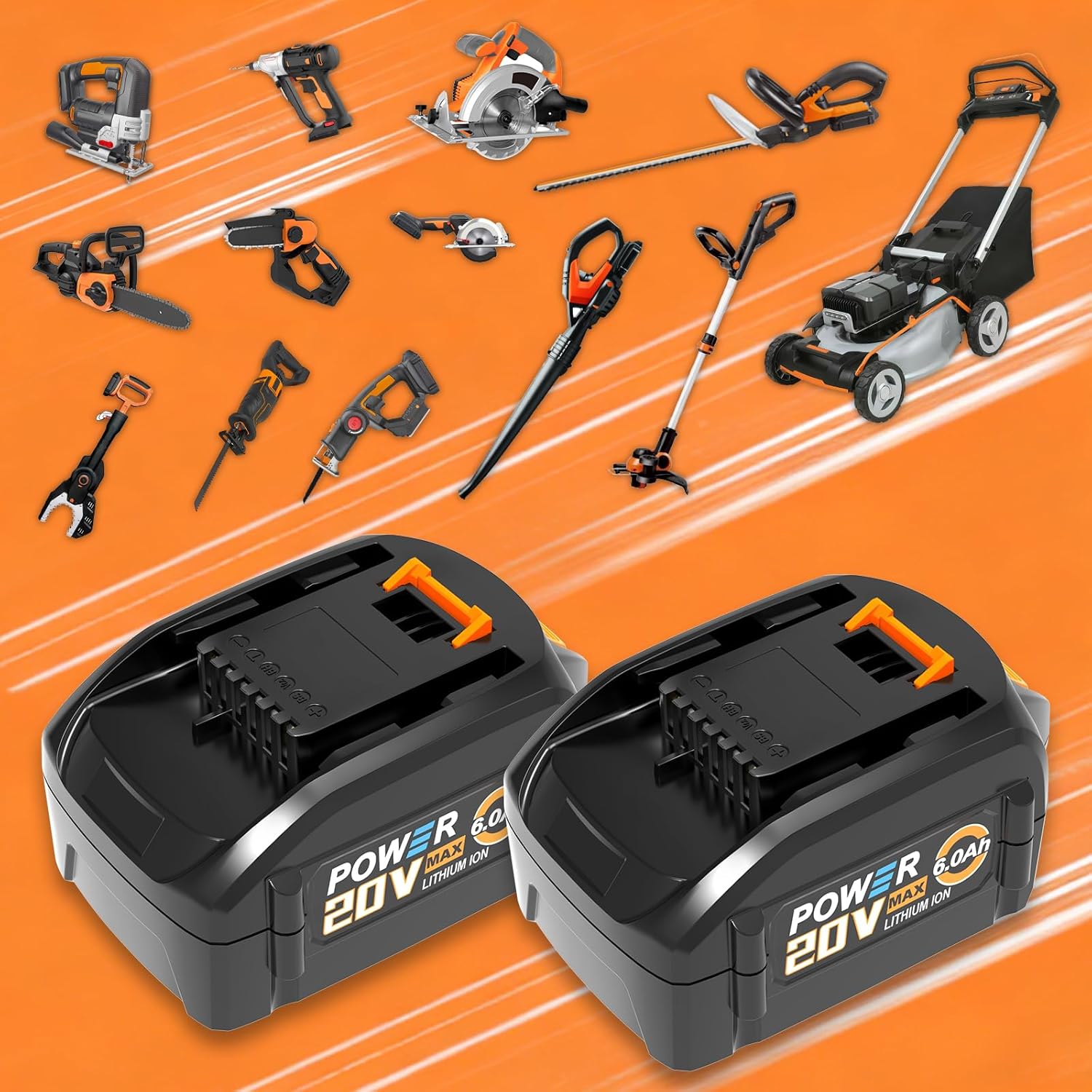 Upgraded 6000mAh WA3525 20V Battery Replacement for Worx Battery 20V Power Share Max 20V Lithium-ion Battery Compatible with Worx 20V Battery WA3575 wa3669 WA3520 WG151s Leaf Blower Tools