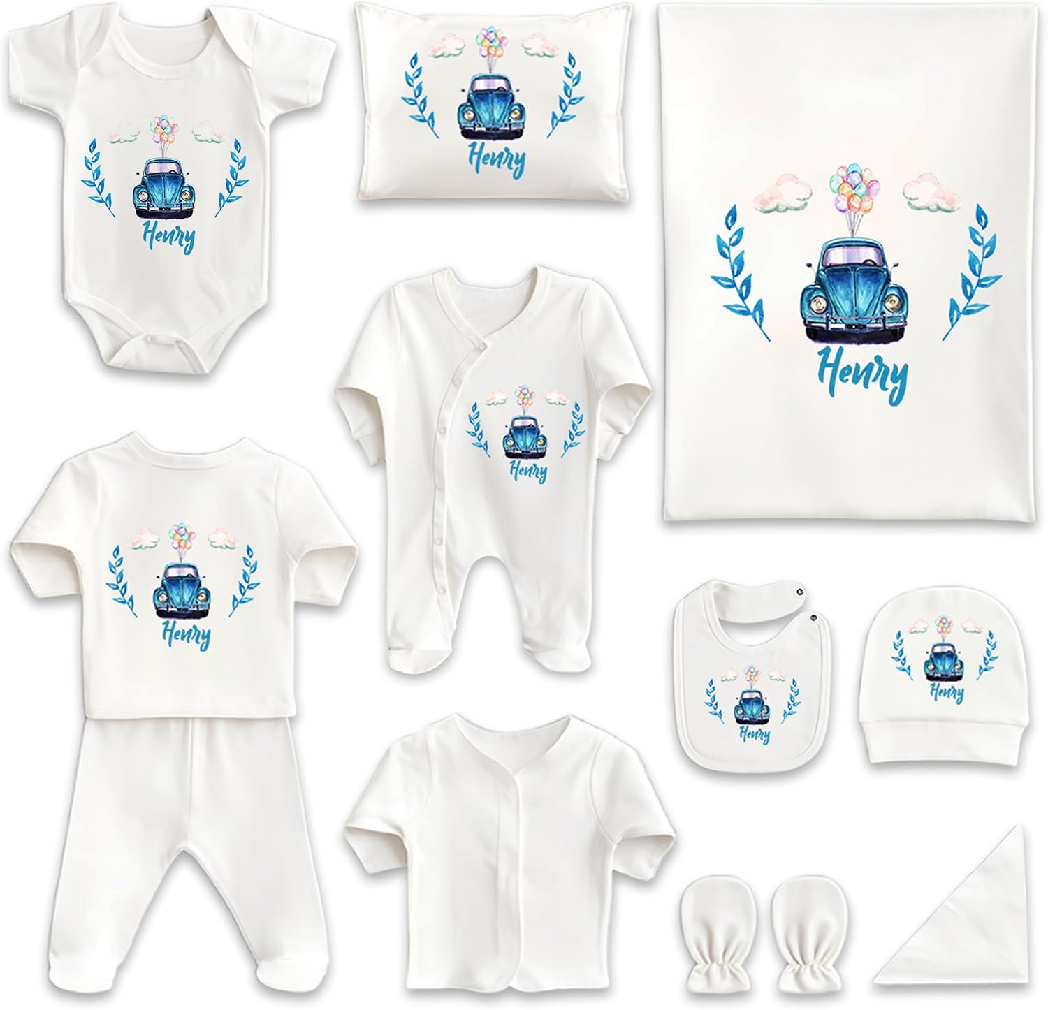 zilvana Personalized Baby Blankets,Cozy Newborn Outfit,Cotton Blanket,Baby Girl Mitten Set,Newborn Hospital Outfit for Boys