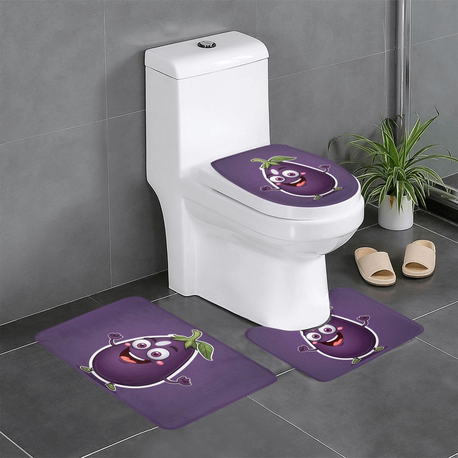 Tapis de salle de bain antidérapants aubergine pour éviter les glissades sur sol humide