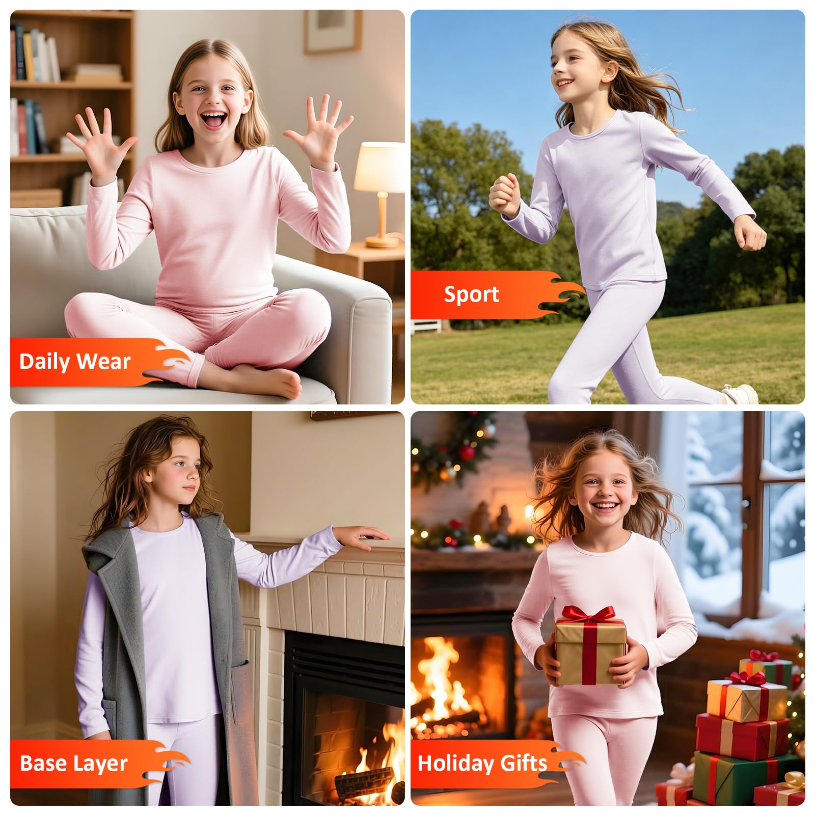 Kinder Thermounterwäsche Set Jungen Mädchen Warme Fleecegefüttert Skiunterwäsche Funktionsunterwäsche Weich Oberteile und Thermohose 2-Teilig Winter Sportunterwäsch Gr.122-158
